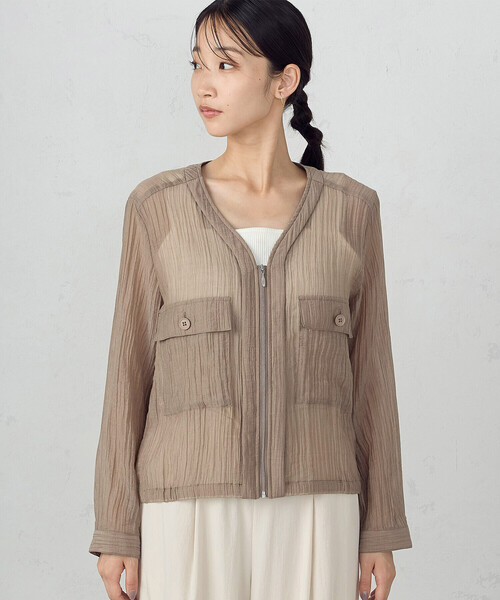 COMME CA ISM(コムサイズム)の「シアー Vネックブルゾン(ブルゾン・レディース・チャコール/モカ・MEDIUM/LARGE)」の11枚目の写真