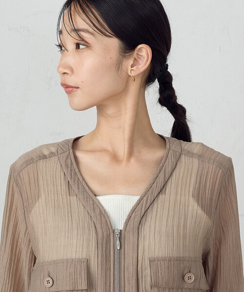 COMME CA ISM(コムサイズム)の「シアー Vネックブルゾン(ブルゾン・レディース・チャコール/モカ・MEDIUM/LARGE)」の14枚目の写真
