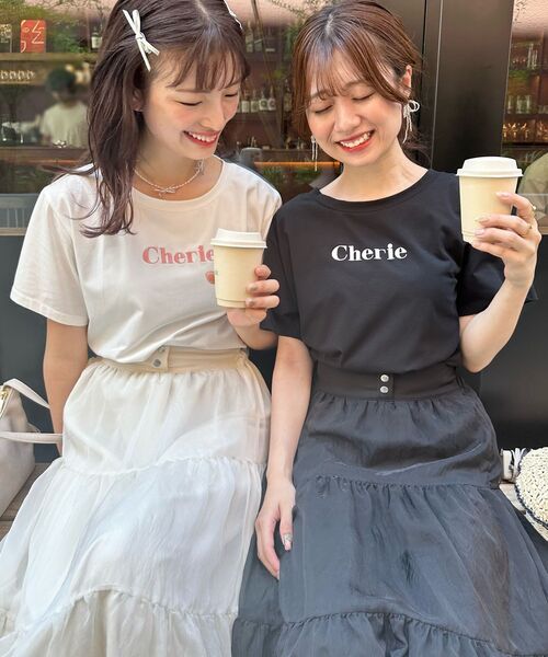 MAJESTIC LEGON(マジェスティックレゴン)の「エンブロイダリーロゴクロップドT(Tシャツ/カットソー・レディース・イエロー/ピンク系その他2/ブラック系その他/ピンク/ブラック・MEDIUM)」の7枚目の写真