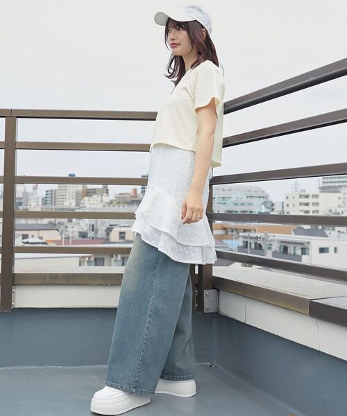 MAJESTIC LEGON(マジェスティックレゴン)の「エンブロイダリーロゴクロップドT(Tシャツ/カットソー・レディース・イエロー/ピンク系その他2/ブラック系その他/ピンク/ブラック・MEDIUM)」の9枚目の写真