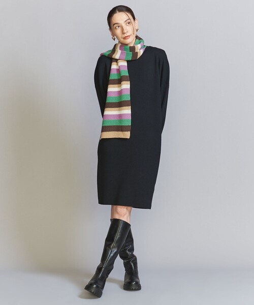 BEAUTY&YOUTH UNITED ARROWS（ビューティーアンドユースユナイテッドアローズ）の「リブニット マルチボーダー マフラー（ストール/ショール・レディース・ライトブルー/ケリー・FREE）」の4枚目の写真