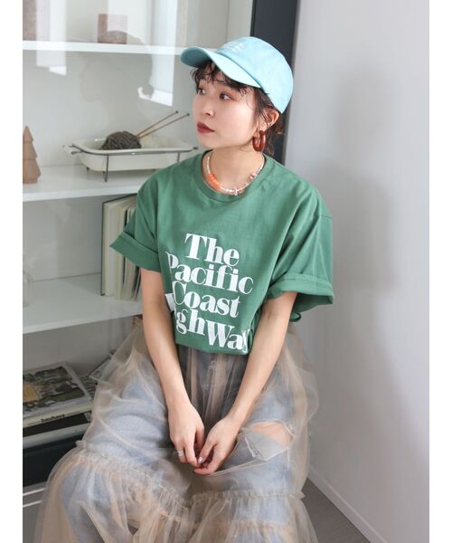 Ungrid（アングリッド）の「ヴィンテージウォッシュロゴビッグTee（Tシャツ/カットソー・レディース・ネイビー/ブルー/オレンジ/グリーン/アイボリー・FREE）」の9枚目の写真