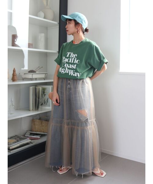 Ungrid（アングリッド）の「ヴィンテージウォッシュロゴビッグTee（Tシャツ/カットソー・レディース・ネイビー/ブルー/オレンジ/グリーン/アイボリー・FREE）」の10枚目の写真