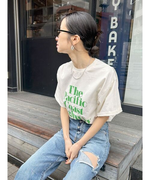 Ungrid（アングリッド）の「ヴィンテージウォッシュロゴビッグTee（Tシャツ/カットソー・レディース・ネイビー/ブルー/オレンジ/グリーン/アイボリー・FREE）」の18枚目の写真