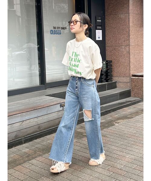 Ungrid（アングリッド）の「ヴィンテージウォッシュロゴビッグTee（Tシャツ/カットソー・レディース・ネイビー/ブルー/オレンジ/グリーン/アイボリー・FREE）」の19枚目の写真