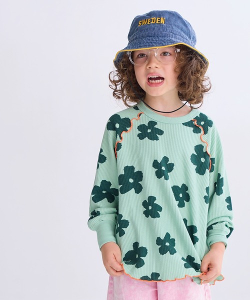 HOGAN RANCH WEAR（ホーガンランチウエア）の「ワッフルメローカットソー（Tシャツ/カットソー・キッズ・ライトブルー/オフホワイト/ラベンダー/ミント/グリーン/ピンク/ライトグレー・80/90/100/110/120/130/140/150）」の4枚目の写真