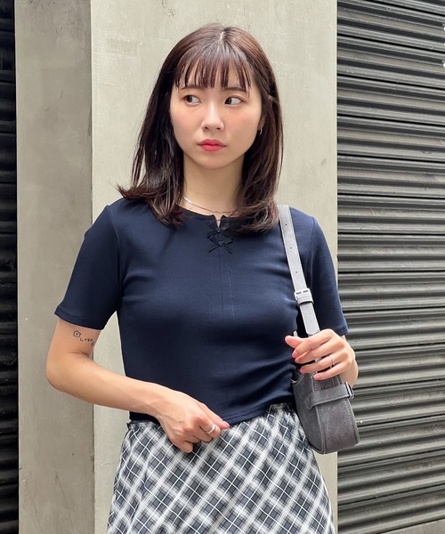 3.3 Field Trip (3.3フィールドトリップ)の「3.3 Field Trip/フロントリボンT(Tシャツ/カットソー・レディース・ネイビー/ホワイト/レッド・FREE)」の20枚目の写真