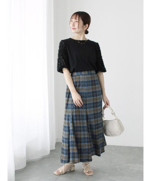 tシャツ 袖チュール切り替えトップス　Tシャツ・カットソー レディース THE Yon tシャツ チュール切替シアートップス レディース