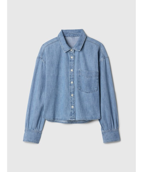 GAP（ギャップ）の「オーバーサイズ デニムシャツ (キッズ)（シャツ/ブラウス・キッズ・インディゴブルー・130cm/120cm/110cm/150cm/140cm/160cm）」の3枚目の写真