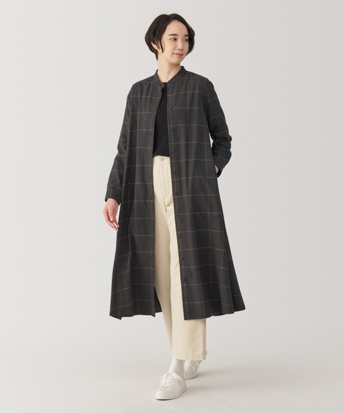 無印良品(ムジルシリョウヒン)の「婦人 両面起毛フランネル スタンドカラー長袖ワンピース(ワンピース・レディース・ダークグリーン/ブラウン系/ベージュ系/ダークネイビー・XL/L/M/S)」の3枚目の写真