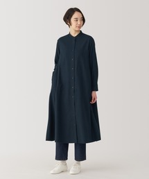 婦人 両面起毛フランネル スタンドカラー長袖ワンピース