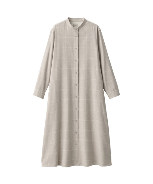 無印良品(ムジルシリョウヒン)の「婦人 両面起毛フランネル スタンドカラー長袖ワンピース(ワンピース・レディース・ダークグリーン/ブラウン系/ベージュ系/ダークネイビー・XL/L/M/S)」の17枚目の写真