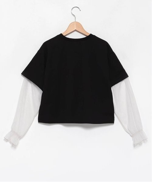 セール】袖チュールレイヤードTシャツ（Tシャツ/カットソー