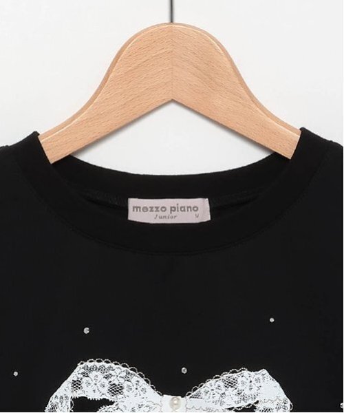 mezzo piano Junior(メゾピアノジュニア)の「袖チュールレイヤードTシャツ(Tシャツ/カットソー・キッズ・ライトピンク/ブラック/オフホワイト・S/M/L)」の5枚目の写真