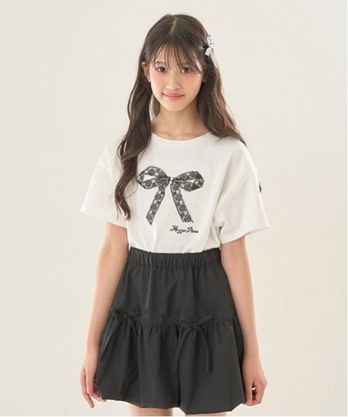 mezzo piano Junior(メゾピアノジュニア)の「袖チュールレイヤードTシャツ(Tシャツ/カットソー・キッズ・ライトピンク/ブラック/オフホワイト・S/M/L)」の14枚目の写真