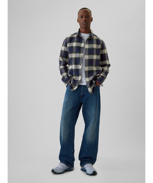GAP（ギャップ）の「オーガニックコットン フランネルシャツ（シャツ/ブラウス・メンズ・マルチ/グレー/チェック/イエロー/ブラウン/ホワイト×レッド・XS/S/M/L/XL）」の14枚目の写真