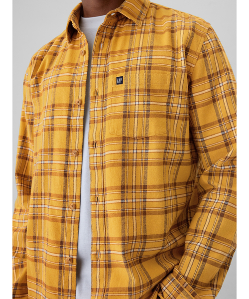 GAP（ギャップ）の「オーガニックコットン フランネルシャツ（シャツ/ブラウス・メンズ・マルチ/グレー/チェック/イエロー/ブラウン/ホワイト×レッド・XS/S/M/L/XL）」の21枚目の写真