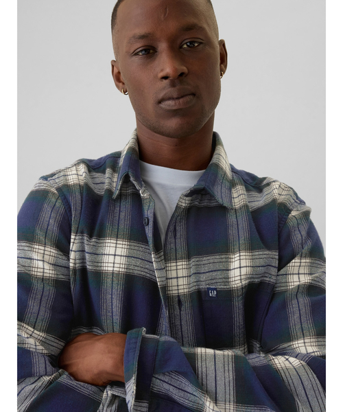GAP（ギャップ）の「オーガニックコットン フランネルシャツ（シャツ/ブラウス・メンズ・マルチ/グレー/チェック/イエロー/ブラウン/ホワイト×レッド・XS/S/M/L/XL）」の20枚目の写真