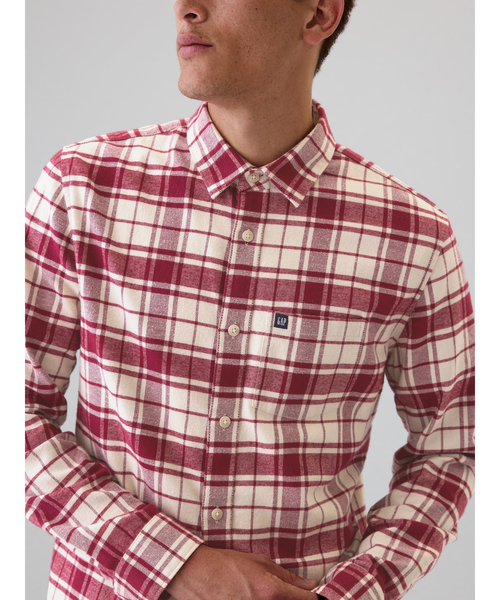 GAP（ギャップ）の「オーガニックコットン フランネルシャツ（シャツ/ブラウス・メンズ・マルチ/グレー/チェック/イエロー/ブラウン/ホワイト×レッド・XS/S/M/L/XL）」の2枚目の写真
