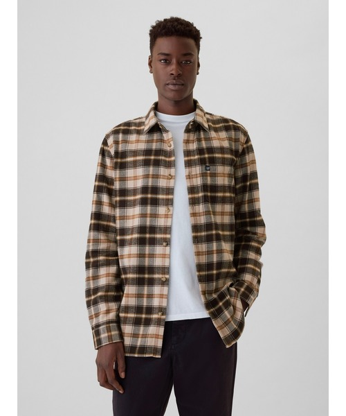 GAP（ギャップ）の「オーガニックコットン フランネルシャツ（シャツ/ブラウス・メンズ・マルチ/グレー/チェック/イエロー/ブラウン/ホワイト×レッド・XS/S/M/L/XL）」の3枚目の写真