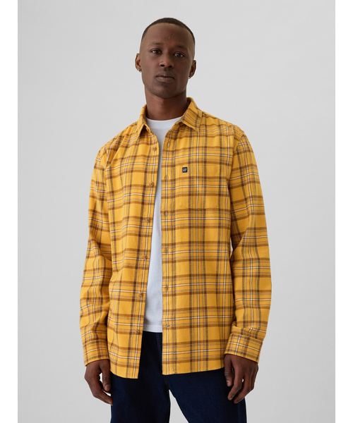 GAP（ギャップ）の「オーガニックコットン フランネルシャツ（シャツ/ブラウス・メンズ・マルチ/グレー/チェック/イエロー/ブラウン/ホワイト×レッド・XS/S/M/L/XL）」の4枚目の写真