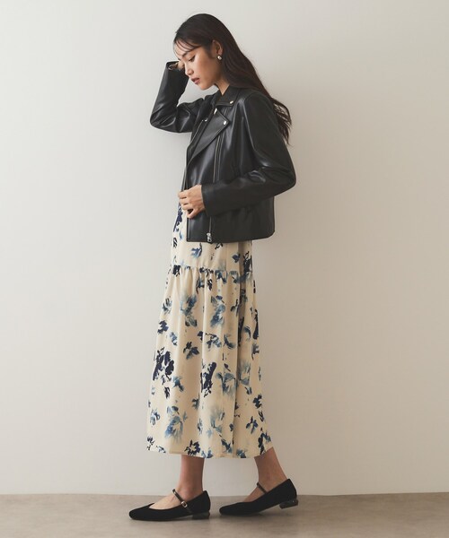 OPAQUE.CLIP（オペークドットクリップ）の「◆シンセティックレザーライダースジャケット【洗える】（ライダースジャケット・レディース・ブラック・42/40/38/36）」の4枚目の写真