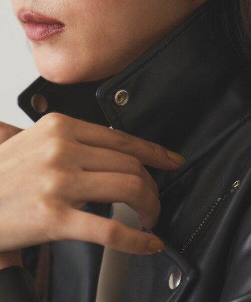 OPAQUE.CLIP（オペークドットクリップ）の「◆シンセティックレザーライダースジャケット【洗える】（ライダースジャケット・レディース・ブラック・42/40/38/36）」の15枚目の写真