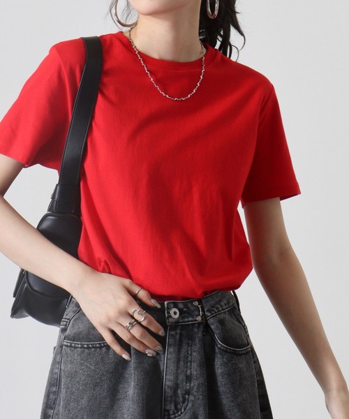 TRUSS(トラス)の「TRUSS ベーシックスタイルTシャツ(Tシャツ/カットソー・レディース・ライトピンク/ライトイエロー/ライム/ピンク/イエローゴールド/パープル/ターコイズブルー/ホワイト/ブラック/ライトブルー/チャコールグレー/ブラウン/ネイビー/レッド/イエロー/オレンジ/ヘザーグレー/アーミー/ケリーグリーン/ロイヤルブルー/バーガンディー/ピンク系/ナチュラル・XXL/S/XL/M/L)」の20枚目の写真