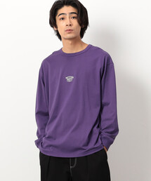 Purple&Yellow | 刺繍×プリント長袖クルーネックＴシャツ(Tシャツ/カットソー)