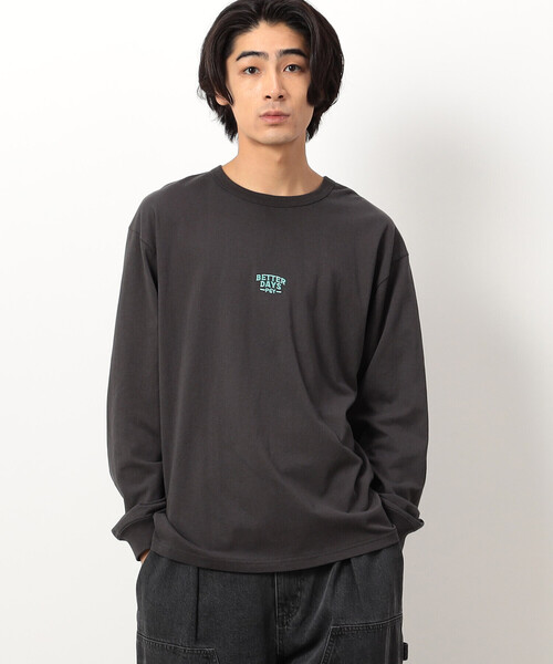 Purple&Yellow（パープルアンドイエロー）の「刺繍×プリント長袖クルーネックＴシャツ（Tシャツ/カットソー・メンズ・ホワイト/パープル/ブラック・SMALL/MEDIUM/LARGE）」の3枚目の写真