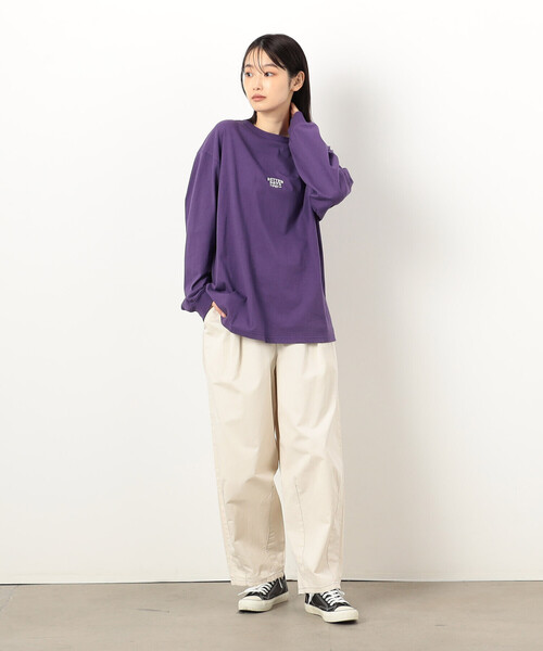 刺繍×プリント長袖クルーネックTシャツ（Tシャツ/カットソー