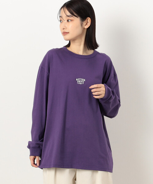 Purple&Yellow（パープルアンドイエロー）の「刺繍×プリント長袖クルーネックＴシャツ（Tシャツ/カットソー・メンズ・ホワイト/パープル/ブラック・SMALL/MEDIUM/LARGE）」の9枚目の写真