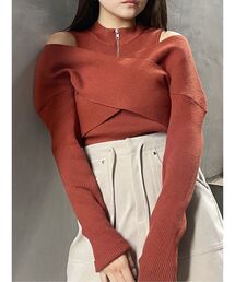 MURUA | カシュクールハーフジップトップス(ニット/セーター)