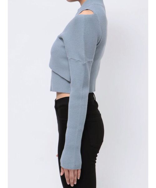 MURUA(ムルーア)の「カシュクールハーフジップトップス(ニット/セーター・レディース・ダークオレンジ/ブルー/ブラック/ベージュ・FREE)」の10枚目の写真