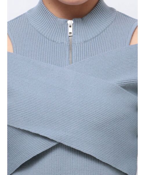 MURUA(ムルーア)の「カシュクールハーフジップトップス(ニット/セーター・レディース・ダークオレンジ/ブルー/ブラック/ベージュ・FREE)」の12枚目の写真