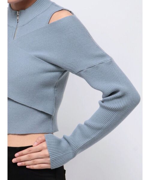 MURUA(ムルーア)の「カシュクールハーフジップトップス(ニット/セーター・レディース・ダークオレンジ/ブルー/ブラック/ベージュ・FREE)」の13枚目の写真