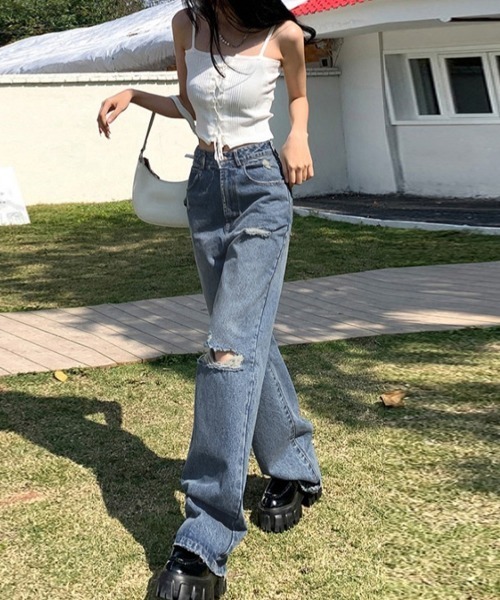 Miniministore(ミニミニストア)の「ダメージデニムパンツ レディースおしゃれ(デニムパンツ・レディース・ブルー・S/XL/L/M)」の21枚目の写真
