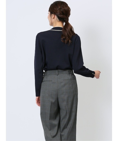 m.f.editorial（エムエフエディトリアル）の「【ウォッシャブル 静電気防止 ストレッチ ウォッシャブル】m.f.エディトリアル レディース 配色ボウタイ ニットプルオーバー（ニット/セーター・レディース・ネイビー/ブラック/ブルー/ブラウン/ホワイト・MEDIUM/LARGE）」の14枚目の写真