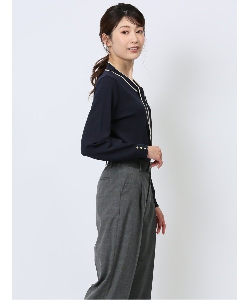 m.f.editorial（エムエフエディトリアル）の「【ウォッシャブル 静電気防止 ストレッチ ウォッシャブル】m.f.エディトリアル レディース 配色ボウタイ ニットプルオーバー（ニット/セーター・レディース・ネイビー/ブラック/ブルー/ブラウン/ホワイト・MEDIUM/LARGE）」の15枚目の写真