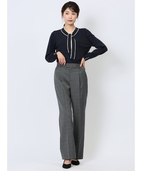 m.f.editorial（エムエフエディトリアル）の「【ウォッシャブル 静電気防止 ストレッチ ウォッシャブル】m.f.エディトリアル レディース 配色ボウタイ ニットプルオーバー（ニット/セーター・レディース・ネイビー/ブラック/ブルー/ブラウン/ホワイト・MEDIUM/LARGE）」の16枚目の写真