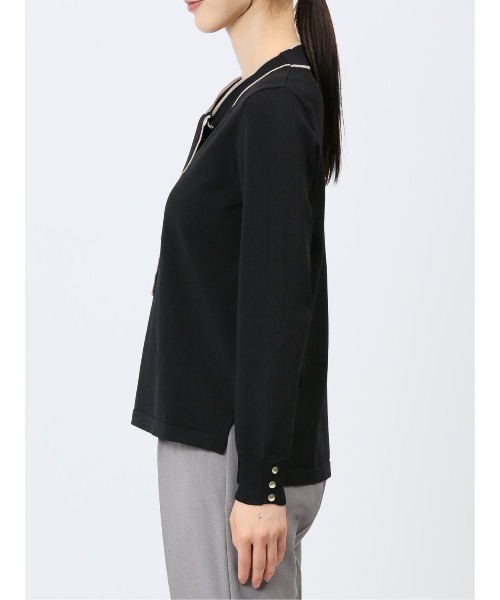 m.f.editorial（エムエフエディトリアル）の「【ウォッシャブル 静電気防止 ストレッチ ウォッシャブル】m.f.エディトリアル レディース 配色ボウタイ ニットプルオーバー（ニット/セーター・レディース・ネイビー/ブラック/ブルー/ブラウン/ホワイト・MEDIUM/LARGE）」の17枚目の写真