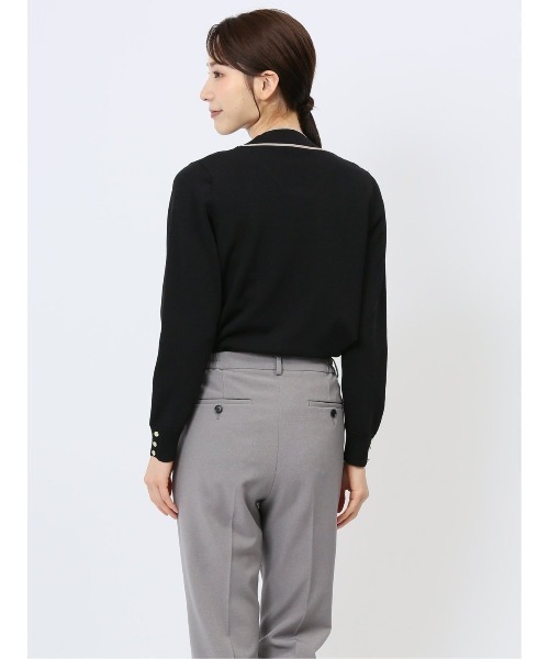 m.f.editorial（エムエフエディトリアル）の「【ウォッシャブル 静電気防止 ストレッチ ウォッシャブル】m.f.エディトリアル レディース 配色ボウタイ ニットプルオーバー（ニット/セーター・レディース・ネイビー/ブラック/ブルー/ブラウン/ホワイト・MEDIUM/LARGE）」の22枚目の写真