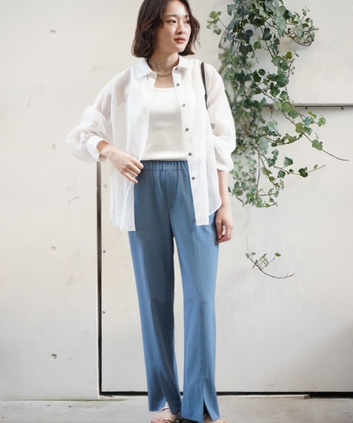 qualite(カリテ)の「【美脚】2WAYストレッチセンターベンツパンツ/オフィスカジュアル【WEB限定/新色入荷】(スラックス・レディース・ブルー/チャコールグレー/グレイッシュベージュ/ブラック・34/36/38/40)」の12枚目の写真