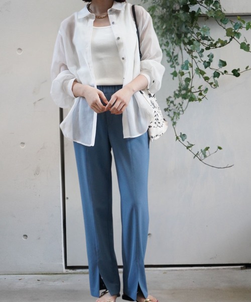 qualite(カリテ)の「【美脚】2WAYストレッチセンターベンツパンツ/オフィスカジュアル【WEB限定/新色入荷】(スラックス・レディース・ブルー/チャコールグレー/グレイッシュベージュ/ブラック・34/36/38/40)」の6枚目の写真
