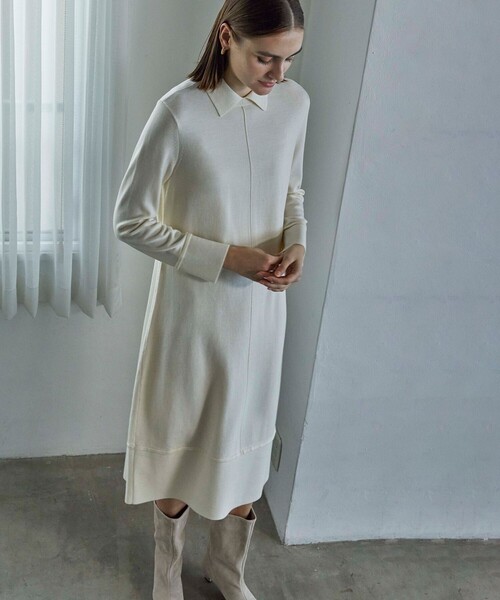 セール】【La maglia】 シャツカラー ニットドレス（ワンピース 