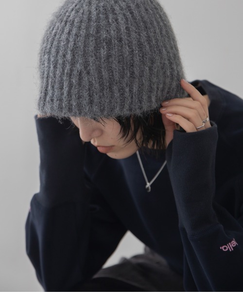 VeniceW ブラック×グレー　ニット帽子 ヴァンス エクスチェンジ VENCE EXCHANGE グラフィティビーニーニット