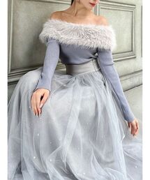 RESEXXY | フェイクファーオフショルニットトップス(ニット/セーター)