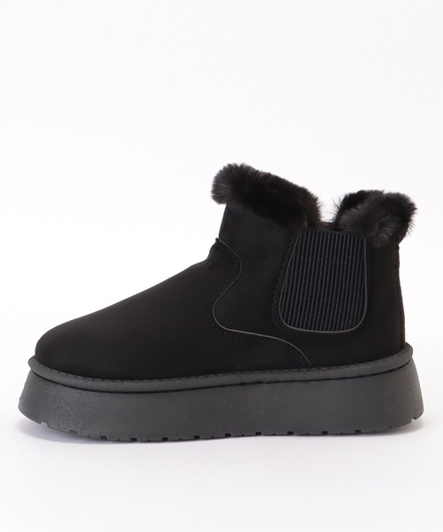 セール】スエード調 サイドゴア 厚底 ボア ショート ブーツ（ブーツ