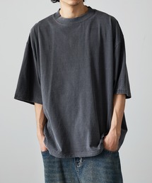 激カワ スカル カットソー グレー タイガー スカル 髑髏 プリントダメージ加工 ピグメント Tシャツ