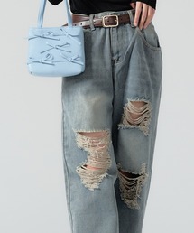 Chick | Random Damage Denim Pants / ランダム ダメージ ストレートデニムパンツ(デニムパンツ)